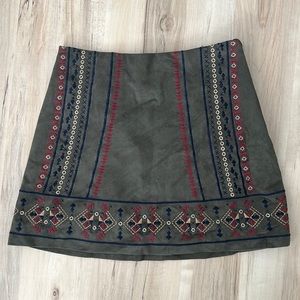 Hunter Green embroidered mini skirt